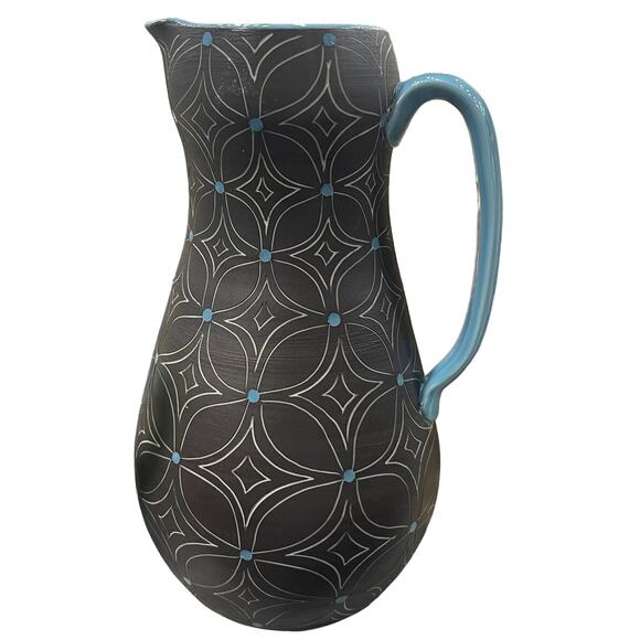 Matt Conlon MCM Pitcher Handmade Charcoal and Turquoise